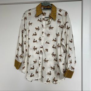 Zara white tiger print blouse